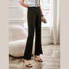欧芮儿黑色休闲裤女夏新款2021修身显瘦时髦气质优雅开叉微喇叭裤 商品缩略图4