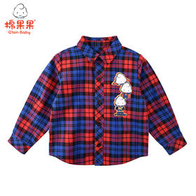 商场同款棉果果春秋季男童格子衬衣M312150221440码小建议拍大一码