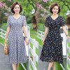 FW  515雪纺连衣裙五十岁中年妈妈洋气质裙 商品缩略图0