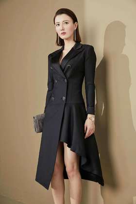 连衣裙-刚柔并济-J20484626颈袖添香2020新款时尚修身气质中长款包臀显瘦女士连衣裙