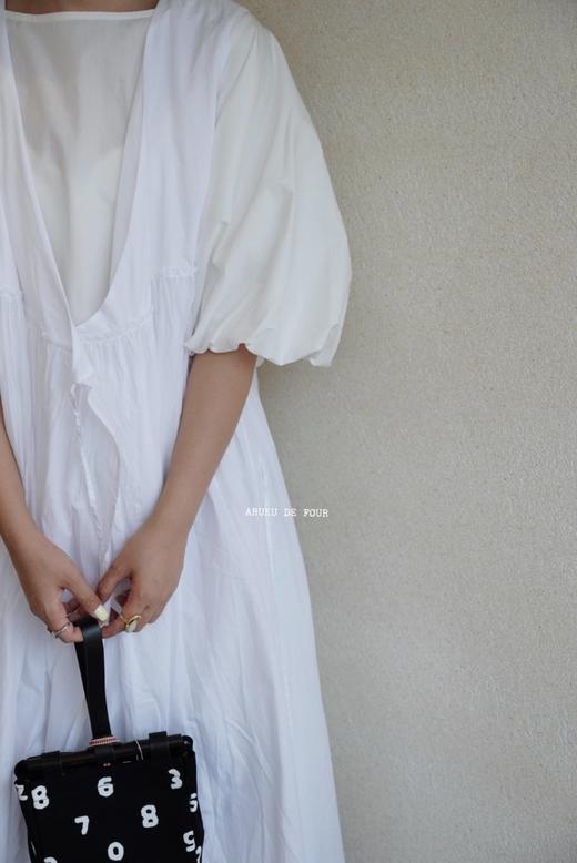 FRANCESCA浅灰/白/黑背心绑带裙 商品图3