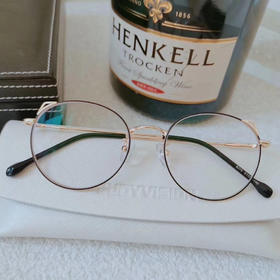 客配 猫耳朵可爱框架 黑金色 200度+变色粉镜片