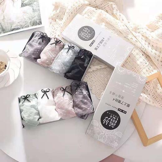 日系可爱甜美透明网纱性感蕾丝中腰女士内裤纯棉底裆少女三角底裤 商品图1