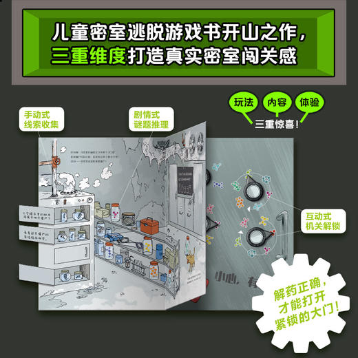 密室请开门 全2册（赠 僵尸恶龙桌牌+实体密室闯关攻略 ）国内第1套互动式沉浸感儿童密室解密书 商品图3
