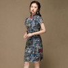 AYK-QF-200503青花修身改良时尚苎麻中款旗袍女春夏女装旗袍复古国风短袖连衣裙 商品缩略图2