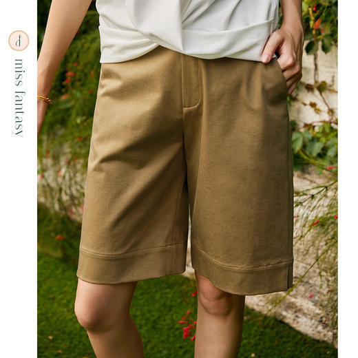 卡其棕百慕大直筒短裤FB262716 商品图0