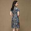AYK-QF-200503青花修身改良时尚苎麻中款旗袍女春夏女装旗袍复古国风短袖连衣裙 商品缩略图3