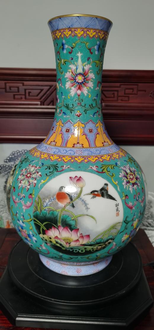 張松茂：绿地扒花开窗四季花鸟赏瓶 商品图0