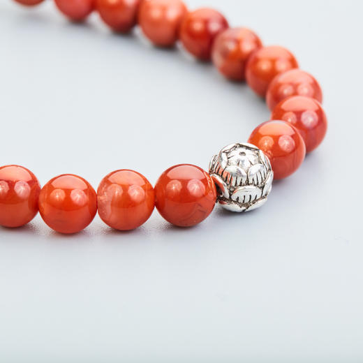 南红玛瑙圆珠手串 925银吉祥轮手链天然原石 醍醐原创 商品图6