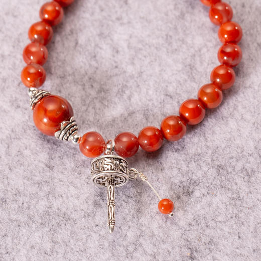 南红玛瑙圆珠手串 925银吉祥轮手链天然原石 醍醐原创 商品图4