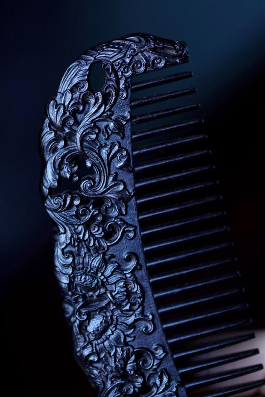 【青山特惠】紫光檀西番莲纹木梳 s49 商品图6