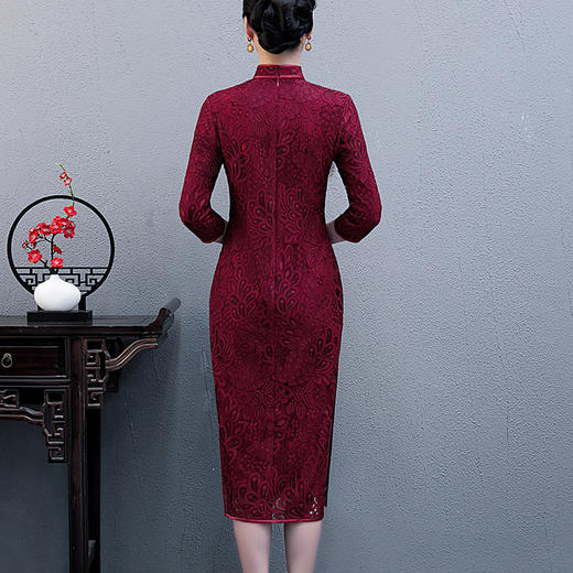 上海旗袍厂NBL-N222 旗袍中袖女七分袖夏中长款2021年新款中国风宽松遮肚显瘦妈妈复古 商品图2