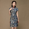 AYK-QF-200503青花修身改良时尚苎麻中款旗袍女春夏女装旗袍复古国风短袖连衣裙 商品缩略图1