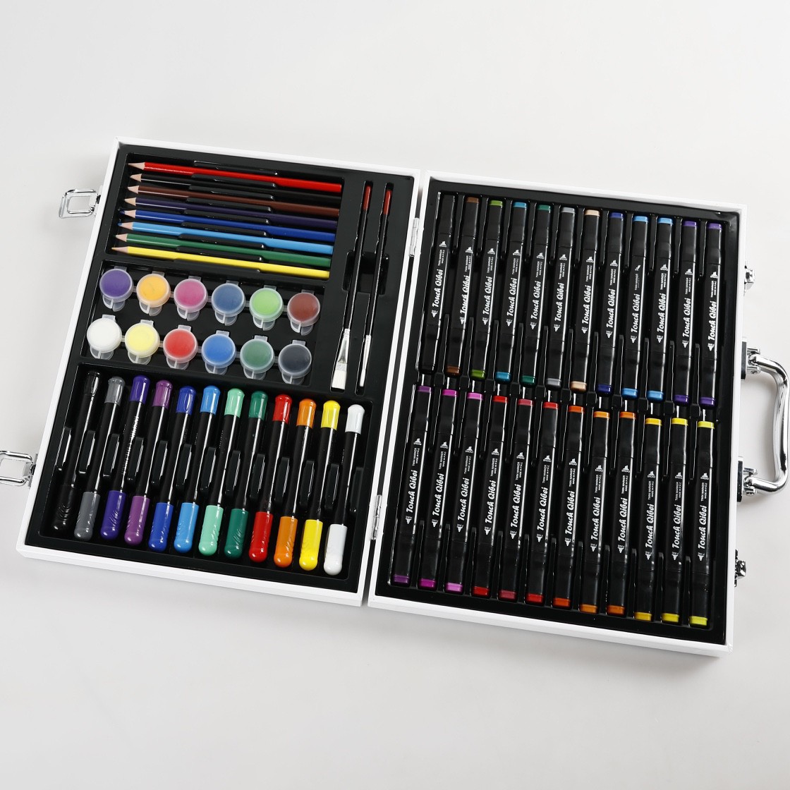 价值1500+ 假期献礼！村上*隆太阳花限量高端版画笔套盒升级版原木儿童礼盒 24色双头两用水彩笔+12色安全环保丙烯颜料+12色丝滑炫彩油画棒+8色可水洗彩色铅笔 送礼有面子！预售