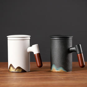 远山木柄泡茶杯