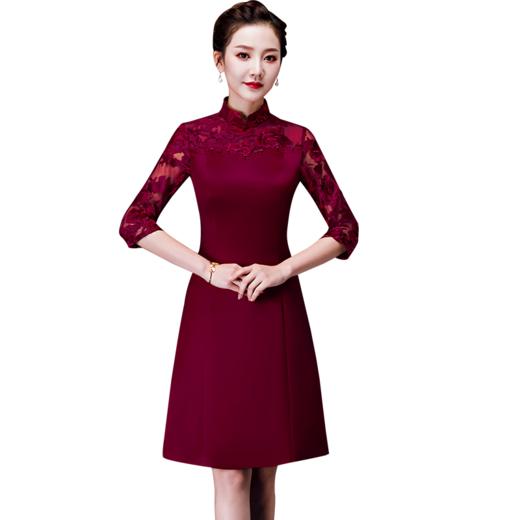 上海旗袍厂NBL-NBL541 新款婚礼妈妈装改良旗袍裙连衣裙喜婆婆婚宴装结婚礼服高贵款 商品图2