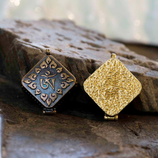 醍醐 菱形种子字嘎乌盒 金色 仿古色 两色可选 配项链编绳 商品图3