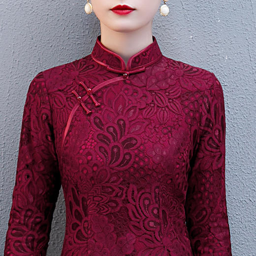 上海旗袍厂NBL-N222 旗袍中袖女七分袖夏中长款2021年新款中国风宽松遮肚显瘦妈妈复古 商品图3