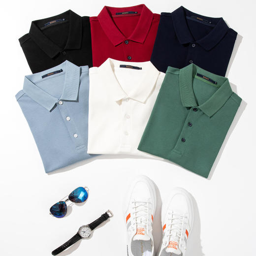 【全棉】罗蒙男式Polo衫夏季薄款纯色简约商务正装休闲男士T恤 商品图6