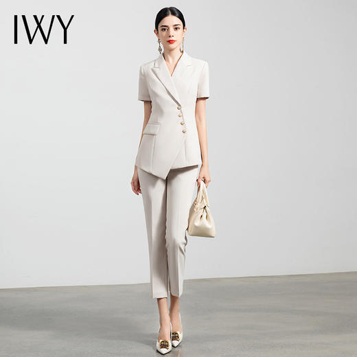 IWY/薄款短袖职业正装女气质西服套装时尚通勤总裁商务套裤工作服
CP10409W 商品图2