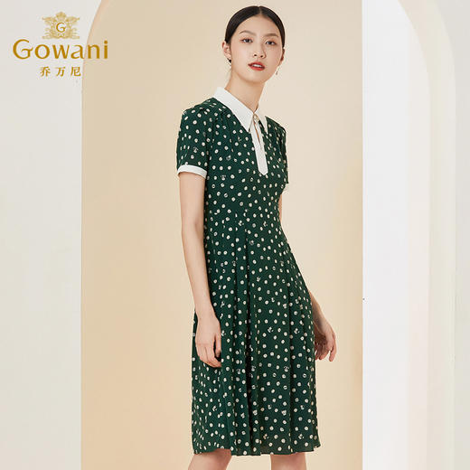 乔万尼夏季新款真丝连衣裙拼色舒适减龄通勤百搭EI2E868 商品图1