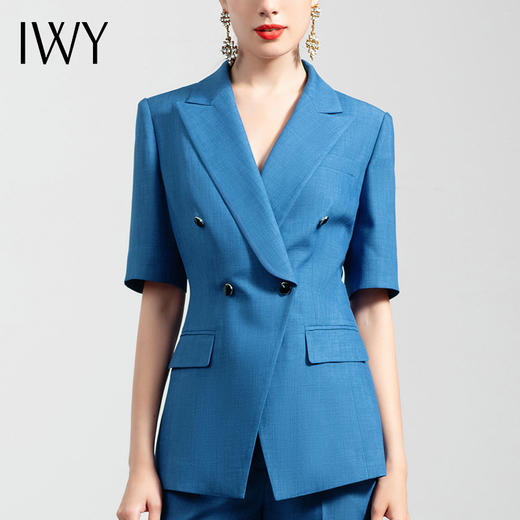 IWY/高端蓝色西装套装女职业装气质总裁西服正装修身显瘦休闲工作服OLCP11252湖蓝色 商品图4