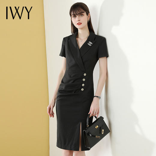 IWY/时尚女装ol气质修身显瘦短袖包臀连衣裙黑色气质
Q591 商品图0