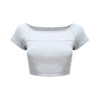 【裸感】一字领小高腰短袖运动带胸垫T恤紧身显瘦瑜伽服上衣 商品缩略图4