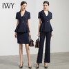 IWY/藏青短袖职业装套裙薄款西装套装女工作服面试售楼部高端正装CS552 商品缩略图4
