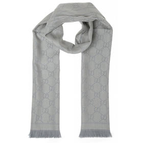 【二】GUCCI 古驰 男士印花羊毛围巾 浅灰 133483 3G200 1763