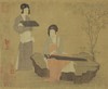 【定制书画】（唐）周昉《宫妓调琴图》（北宋仿本）绢本 手卷/镜片 馆藏书画高仿复制艺术品（付款后28天内发货） 商品缩略图1