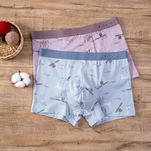 锦纶包腰条纹棉莫代尔混纺3D无侧缝男士平角内裤3606A 商品图2