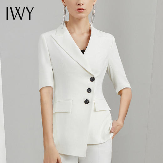 IWY/短袖职业装薄款气质女神范干练白色修身小西装套装高端时尚工装OL
C11250+P11250 商品图4
