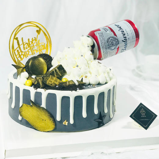 【百威生日蛋糕】-倾泻而下的奶油啤酒泡沫，为我们的情谊干杯 商品图1