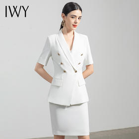 IWY/白色短袖职业装女套裙时尚名媛气质女神范小西装正装C1247+S1246--