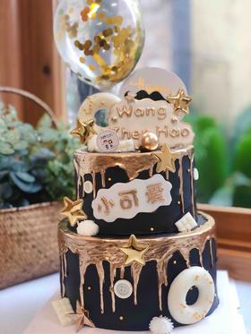 双层男宝宝黑白金奶油蛋糕 下单前请仔细阅读商品详情