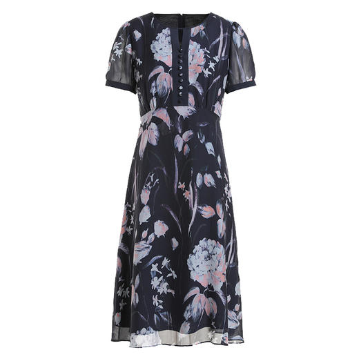 乔万尼夏季新款真丝连衣裙法式优雅气质收腰长裙EI2E767 商品图4