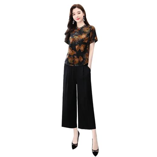 HRYZ7541 2021夏季时尚简约大方气质优雅显瘦收腰复古修身百搭纯色两件套 商品图3