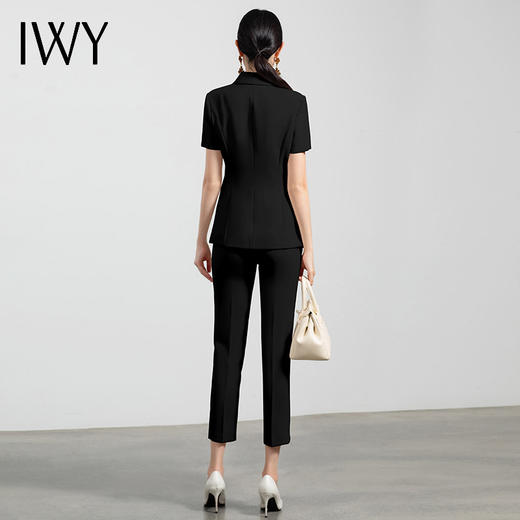 IWY/时尚短袖职业正装女OL气质高端西服套装修身显瘦黑色总裁商务套裤
CP10409B 商品图3