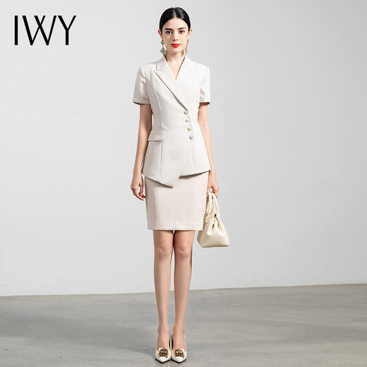 IWY/直播福利款 新品杏色短袖西装裤子半裙套装CS10409W 商品图2