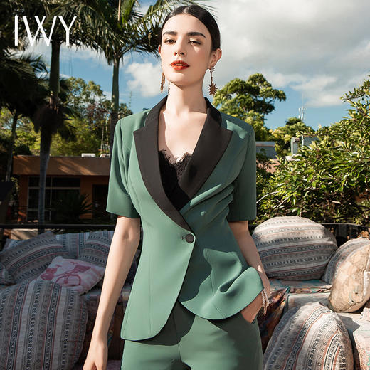 IWY/直播福利款 新品绿色短袖西装裤子半裙套装CP1305 商品图0