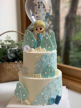 双层冰雪奇缘艾莎公主奶油蛋糕 下单前请仔细阅读商品详情