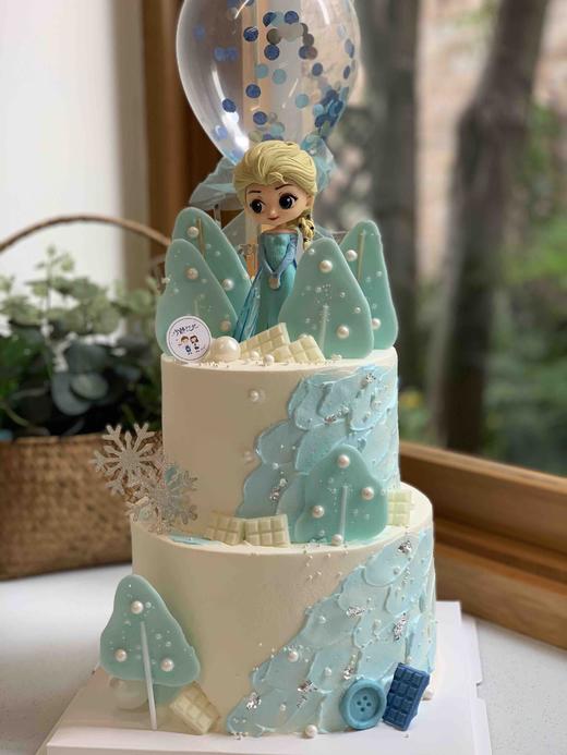 双层冰雪奇缘艾莎公主奶油蛋糕 下单前请仔细阅读商品详情 商品图0