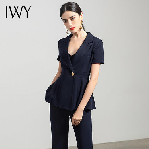 IWY/一粒扣短袖西装套装阔腿裤薄款职业正装时尚气质高端工作服OLCP552 商品图1