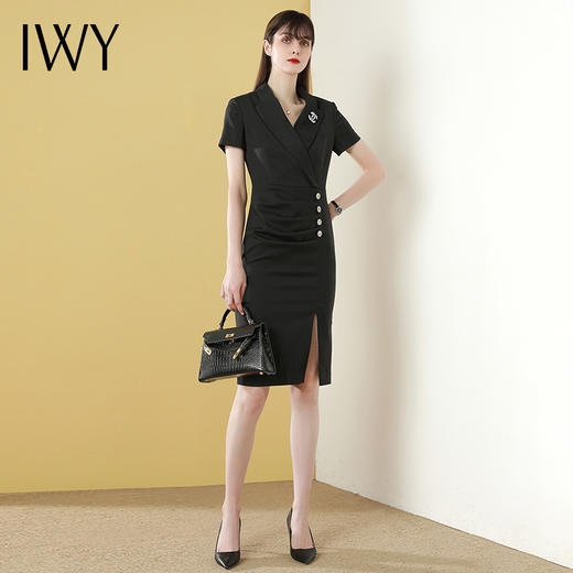 IWY/时尚女装ol气质修身显瘦短袖包臀连衣裙黑色气质
Q591 商品图2