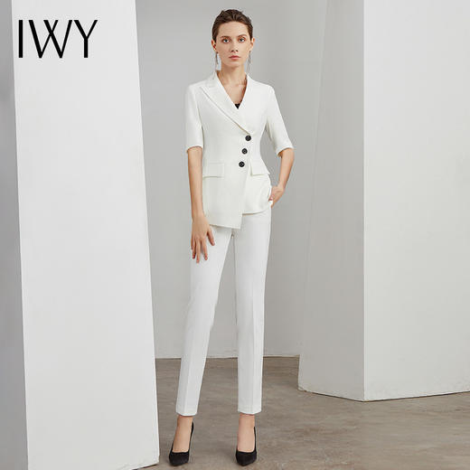 IWY/短袖职业装薄款气质女神范干练白色修身小西装套装高端时尚工装OL
C11250+P11250 商品图2