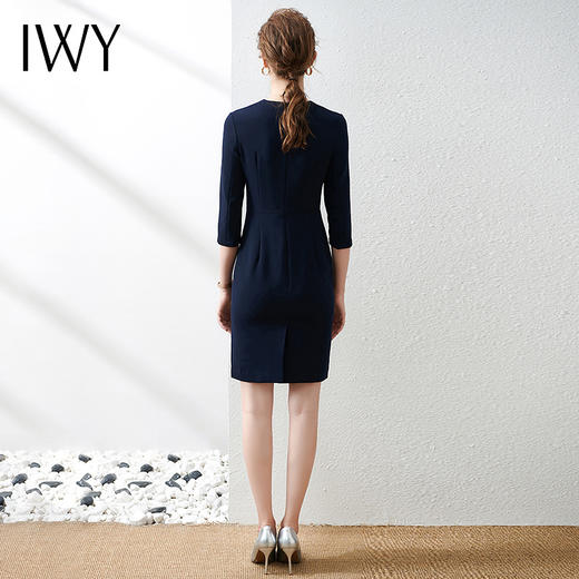 IWY/气质藏青色西装连衣裙七分袖职业装收腰干练商务女装OL
Q528- 商品图3