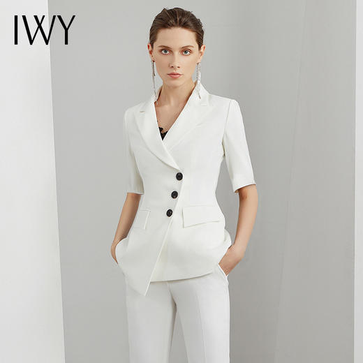IWY/短袖职业装薄款气质女神范干练白色修身小西装套装高端时尚工装OL
C11250+P11250 商品图0