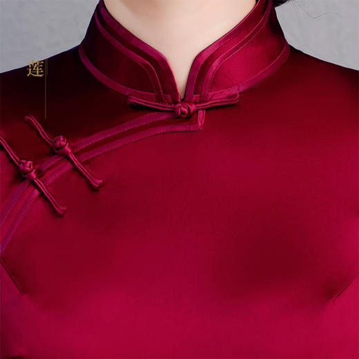 上海旗袍厂NBL-NBL450 高贵酒红色旗袍婚宴装 商品图3