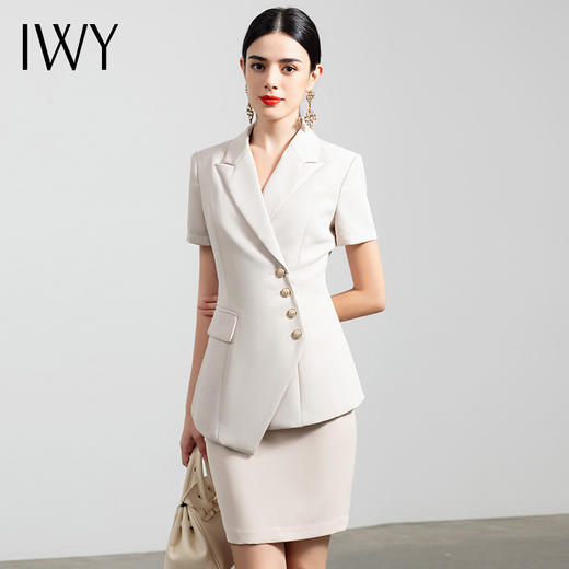 IWY/直播福利款 新品杏色短袖西装裤子半裙套装CS10409W 商品图0